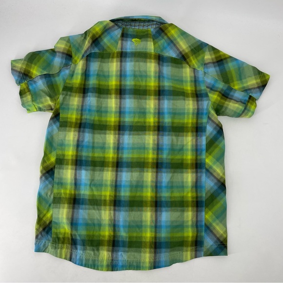 Mountain Hardwear Men's Short Sleeve Pearl Snap Green Plaid Western Shirt - Picture 4 of 7
